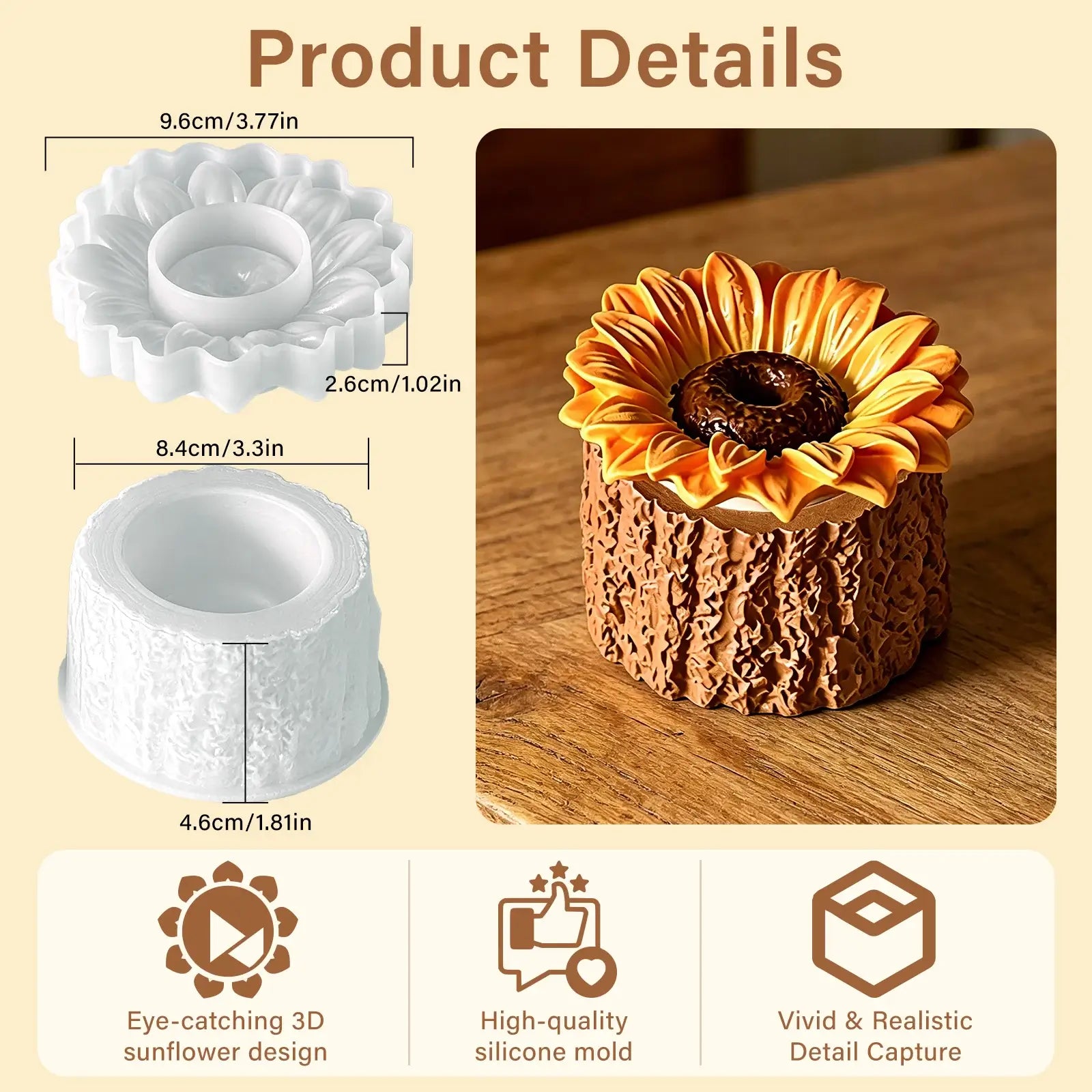 miniature sunflower jar silicone mold
