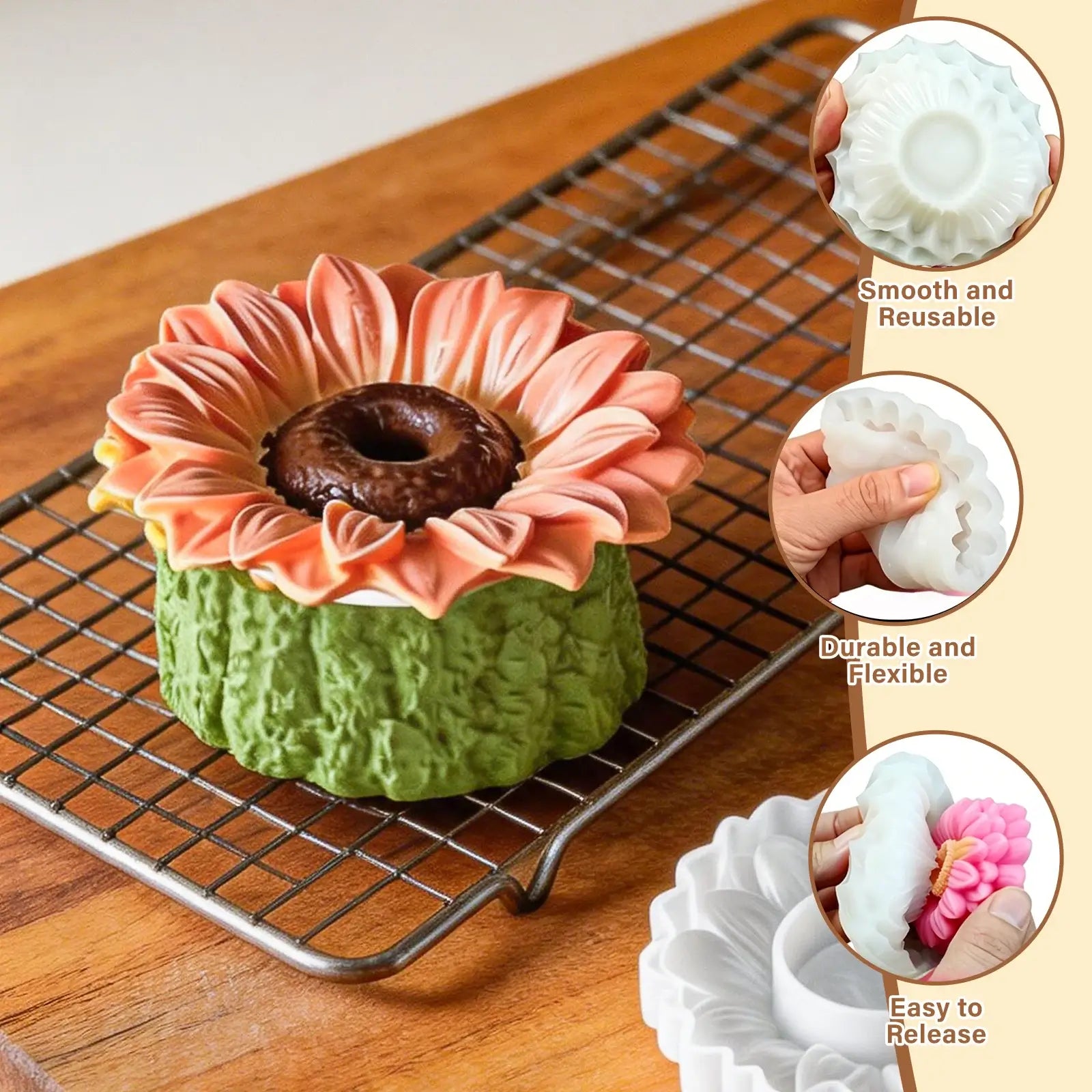 silicone sunflower flower candle mold