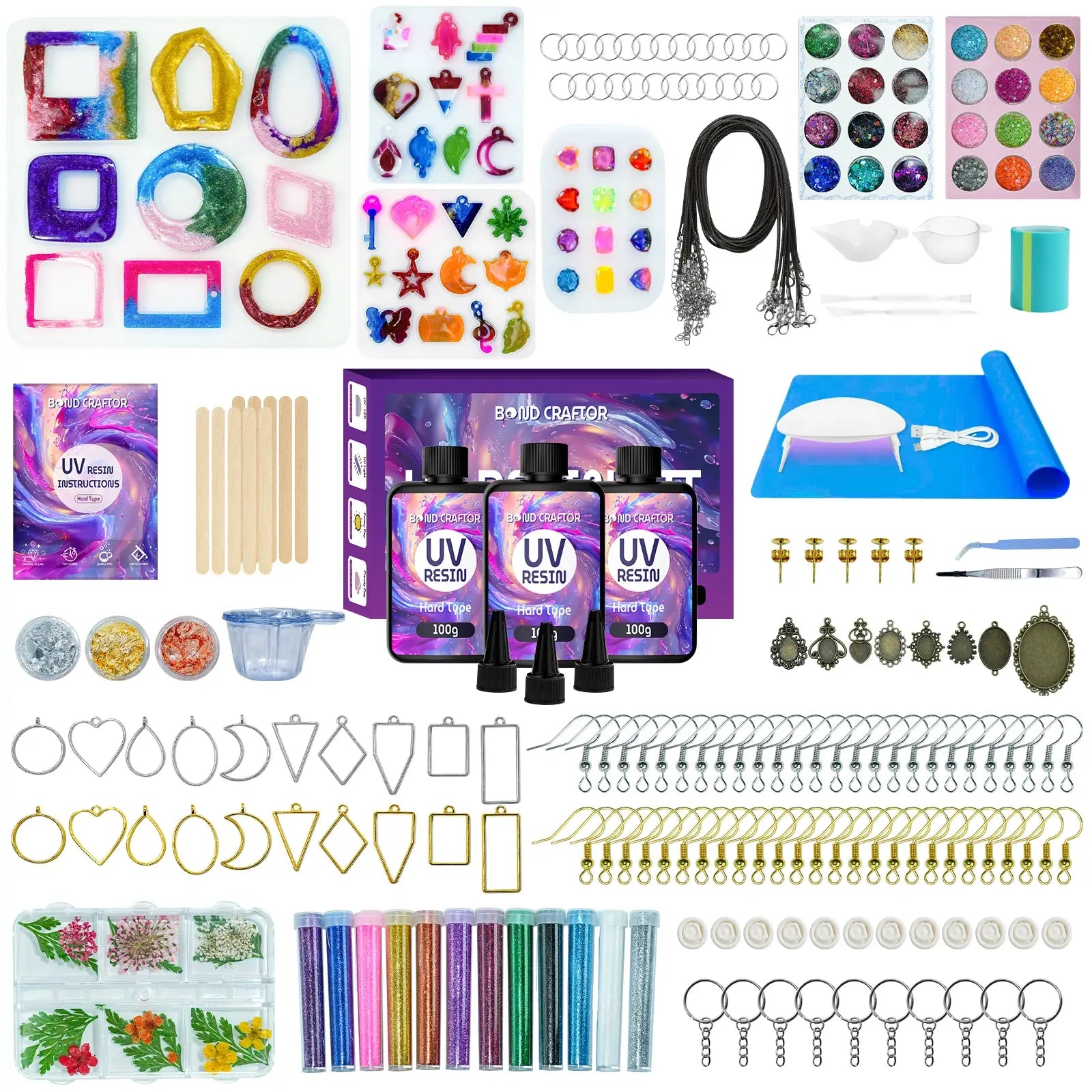 UV Resin Kits for Beginners | Jewelry Set with Lamp - Bond Craftor