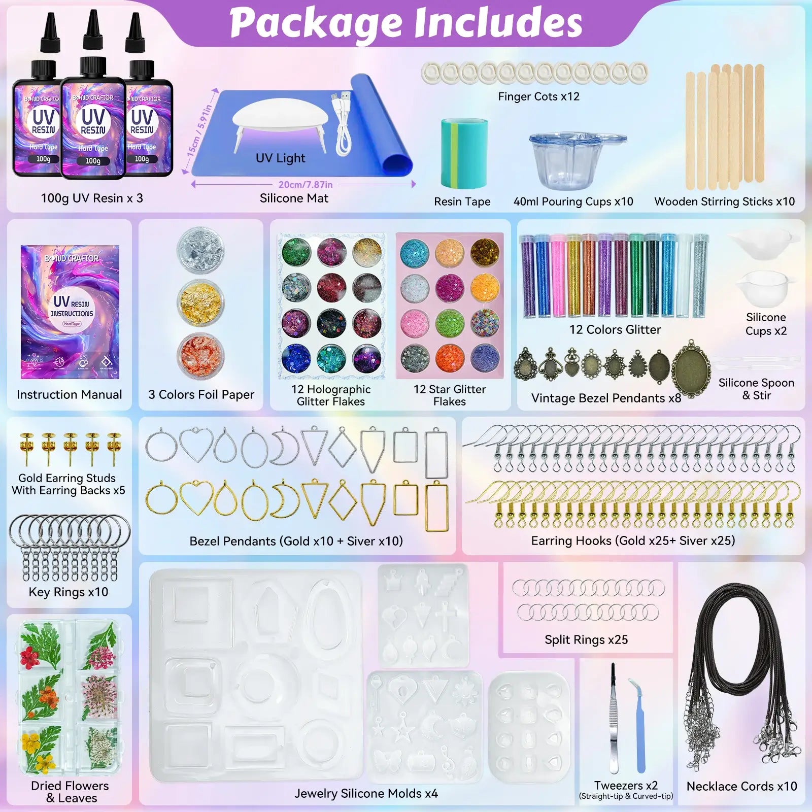 UV Resin Kits for Beginners | Jewelry Set with Lamp - Bond Craftor