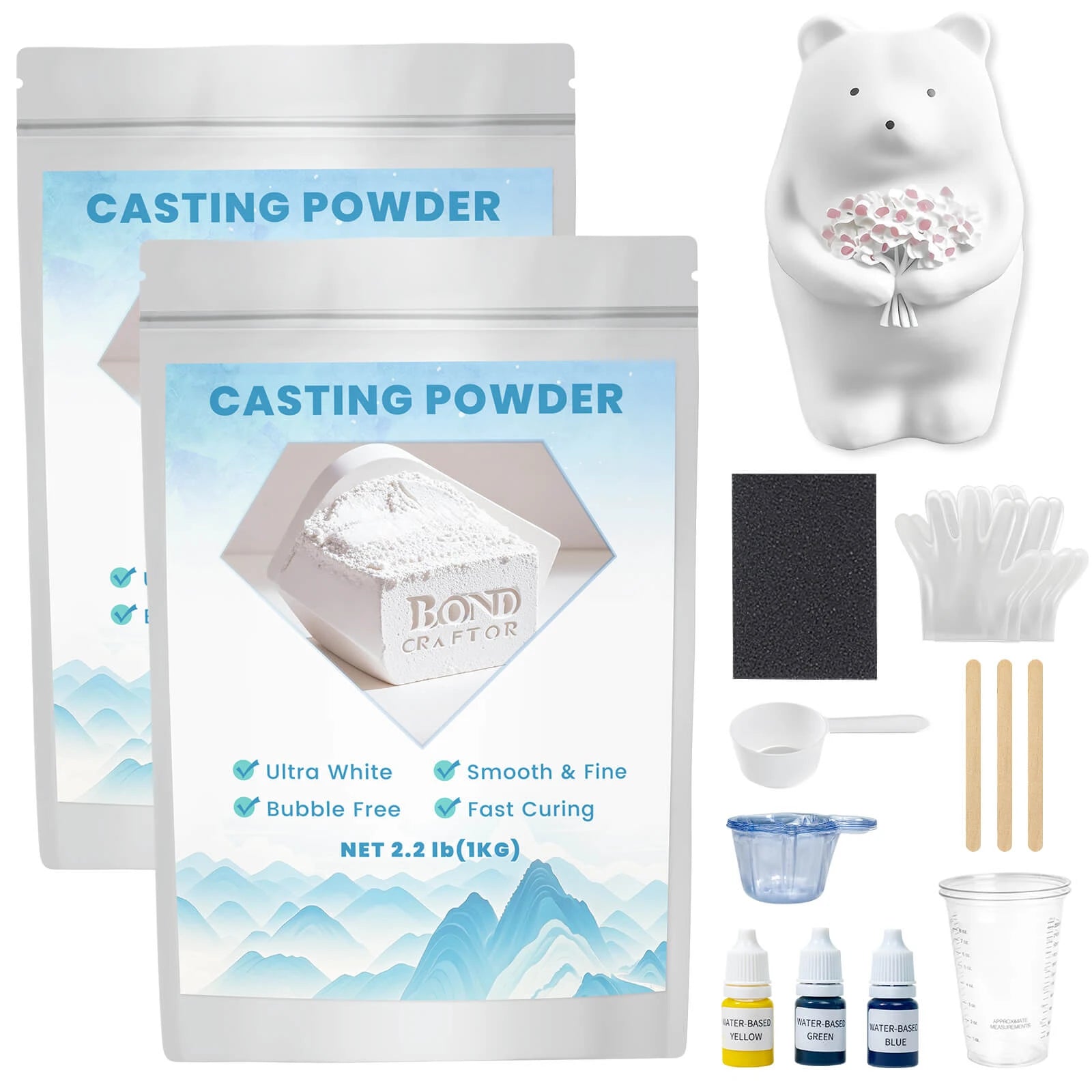 Casting Powder – Fast-Curing Ultra-White Plaster Kit (1 kg)