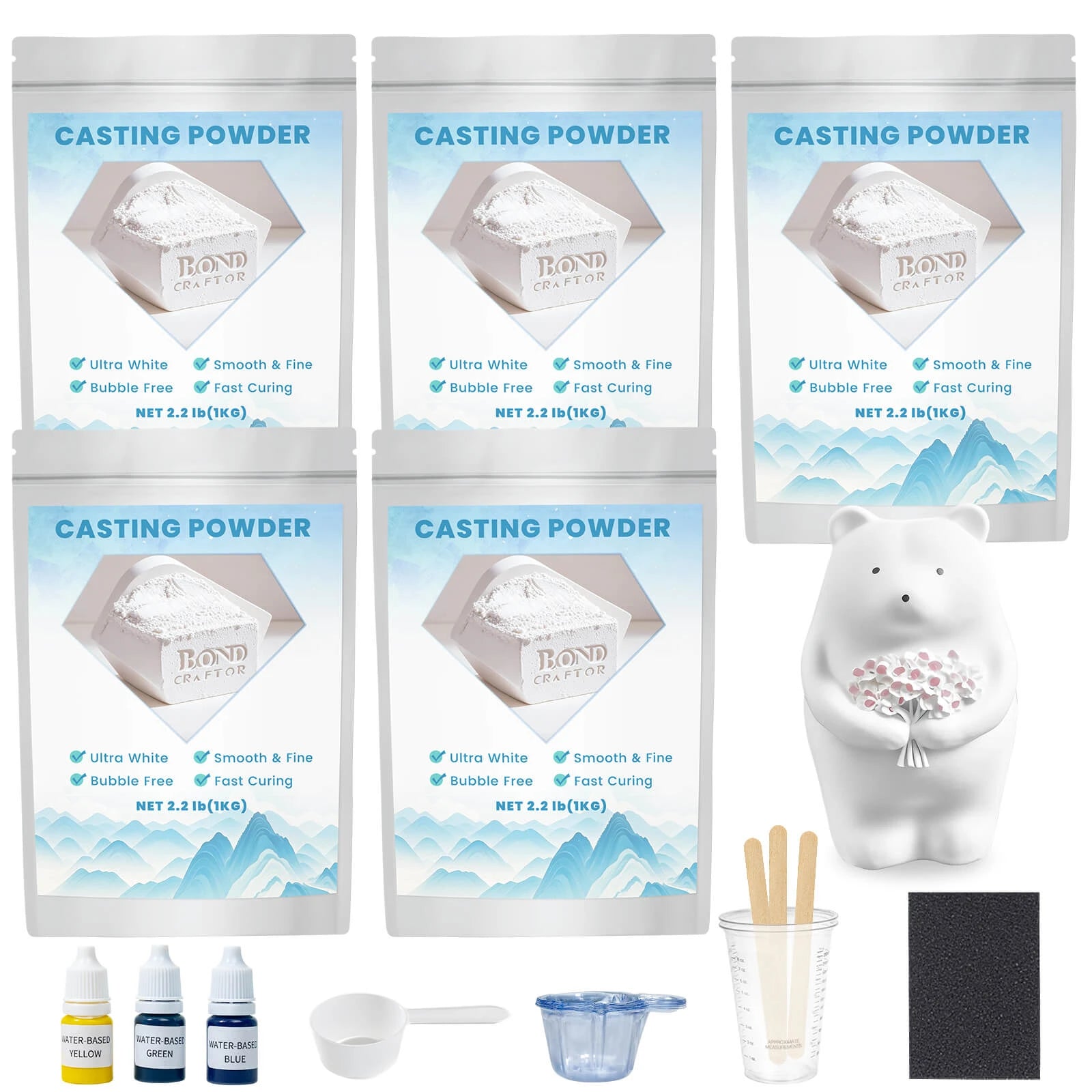Casting Powder – Fast-Curing Ultra-White Plaster Kit (1 kg)