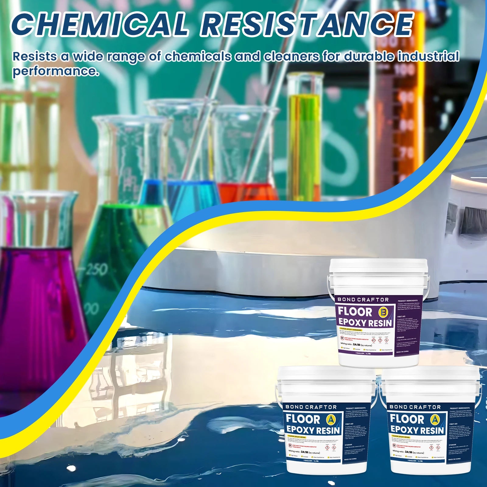 Bond Craftor floor epoxy resin Part A and Part B 1 gallon each - 2A:1B ratio clear durable floor coating