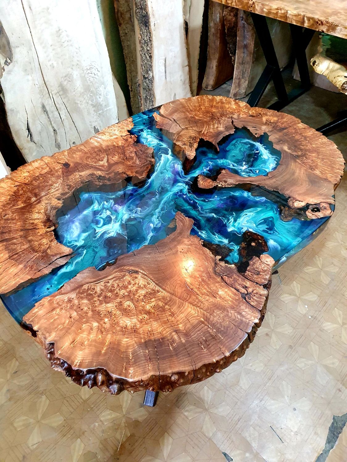 "This deep pour resin brought my live edge wood slab to life!"