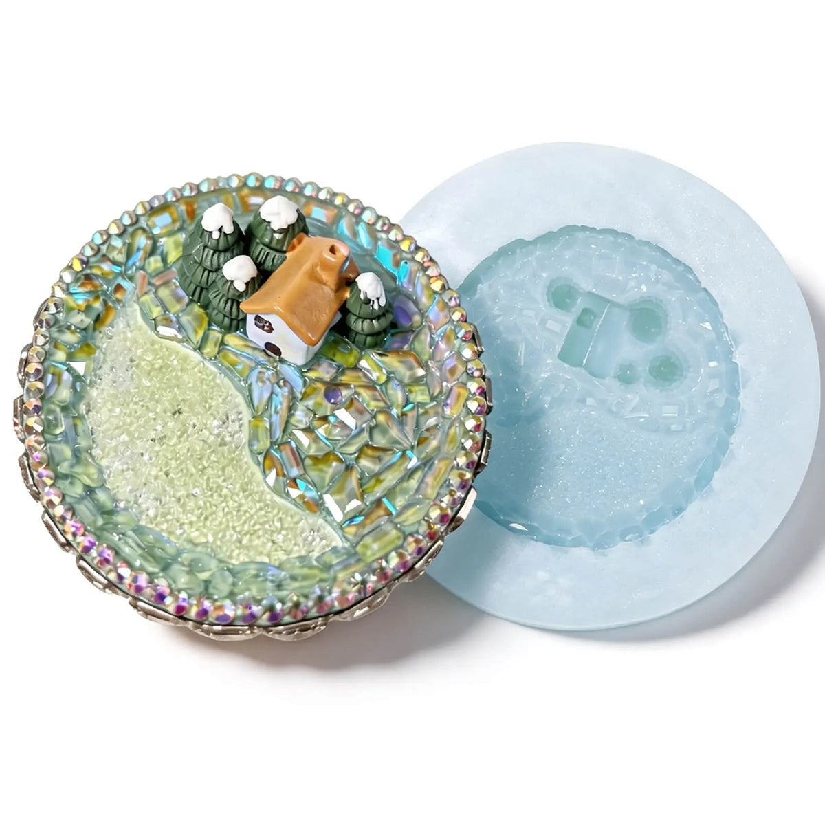 hourse-animal-scene-round-resin-dish-with-silicone-mold