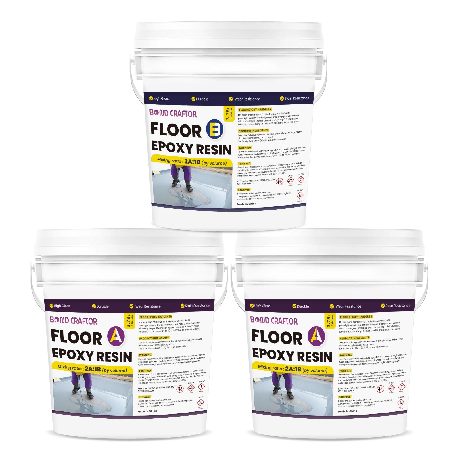 Grey | High-Gloss Epoxy Resin for Driveways, Workshops, Showrooms, Industrial Floors