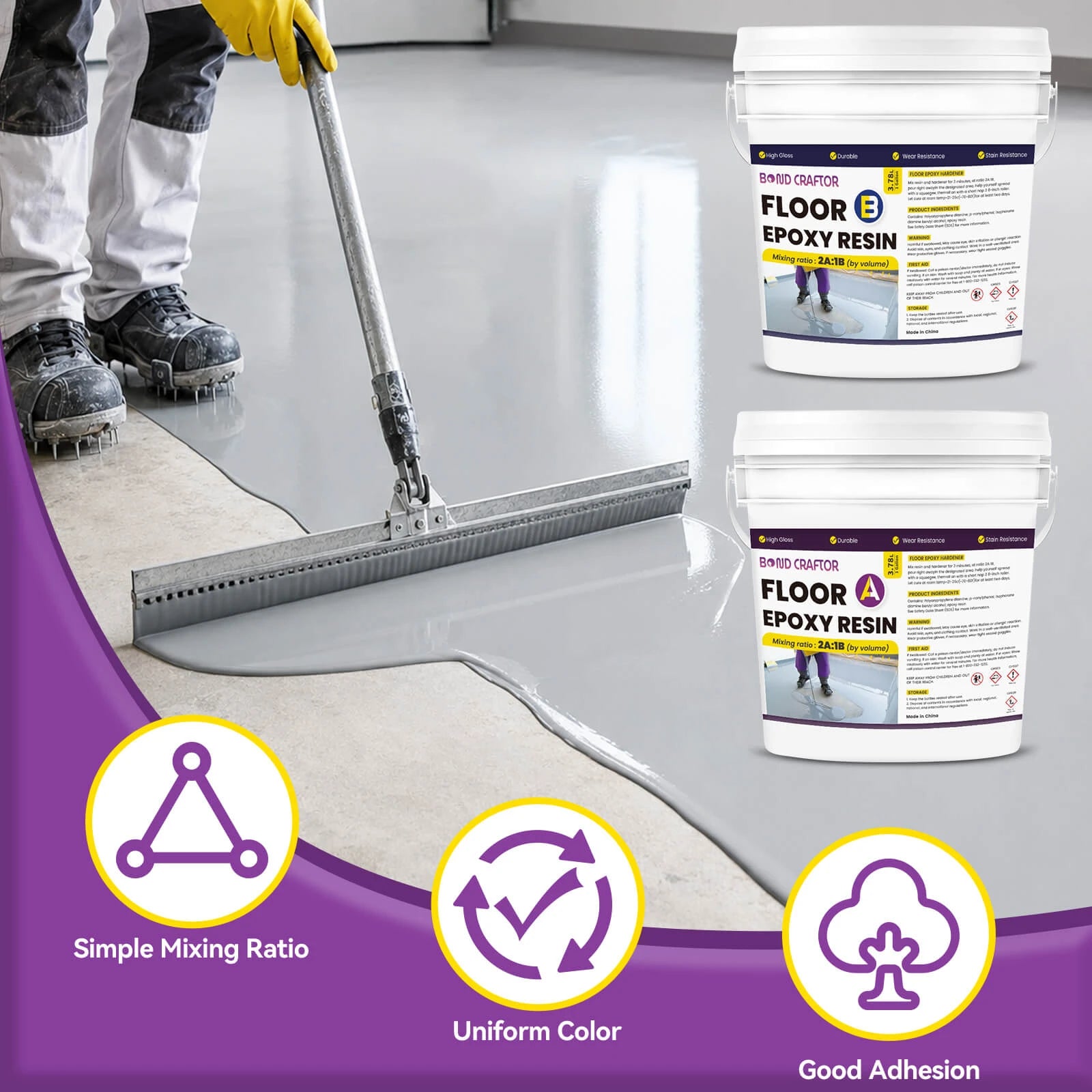 Gray Floor Epoxy Resin for Garages, Basements &amp; Warehouses
