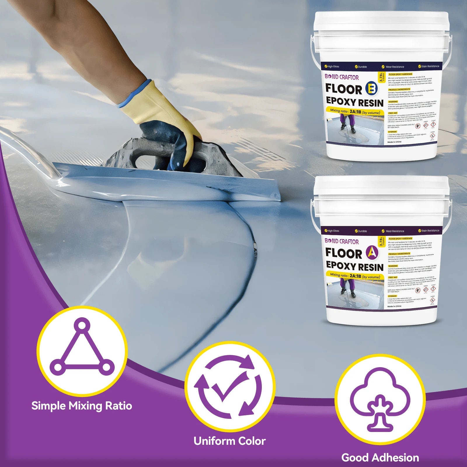Grey | High-Gloss Epoxy Resin for Driveways, Workshops, Showrooms, Industrial Floors