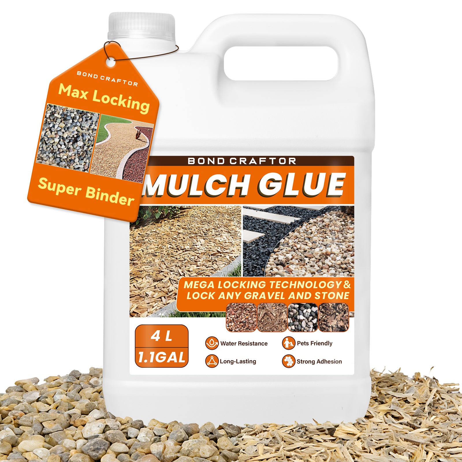 1.1 Gallon Mulch Glue for Landscaping, Gravel & Yard Rock Stabilizer