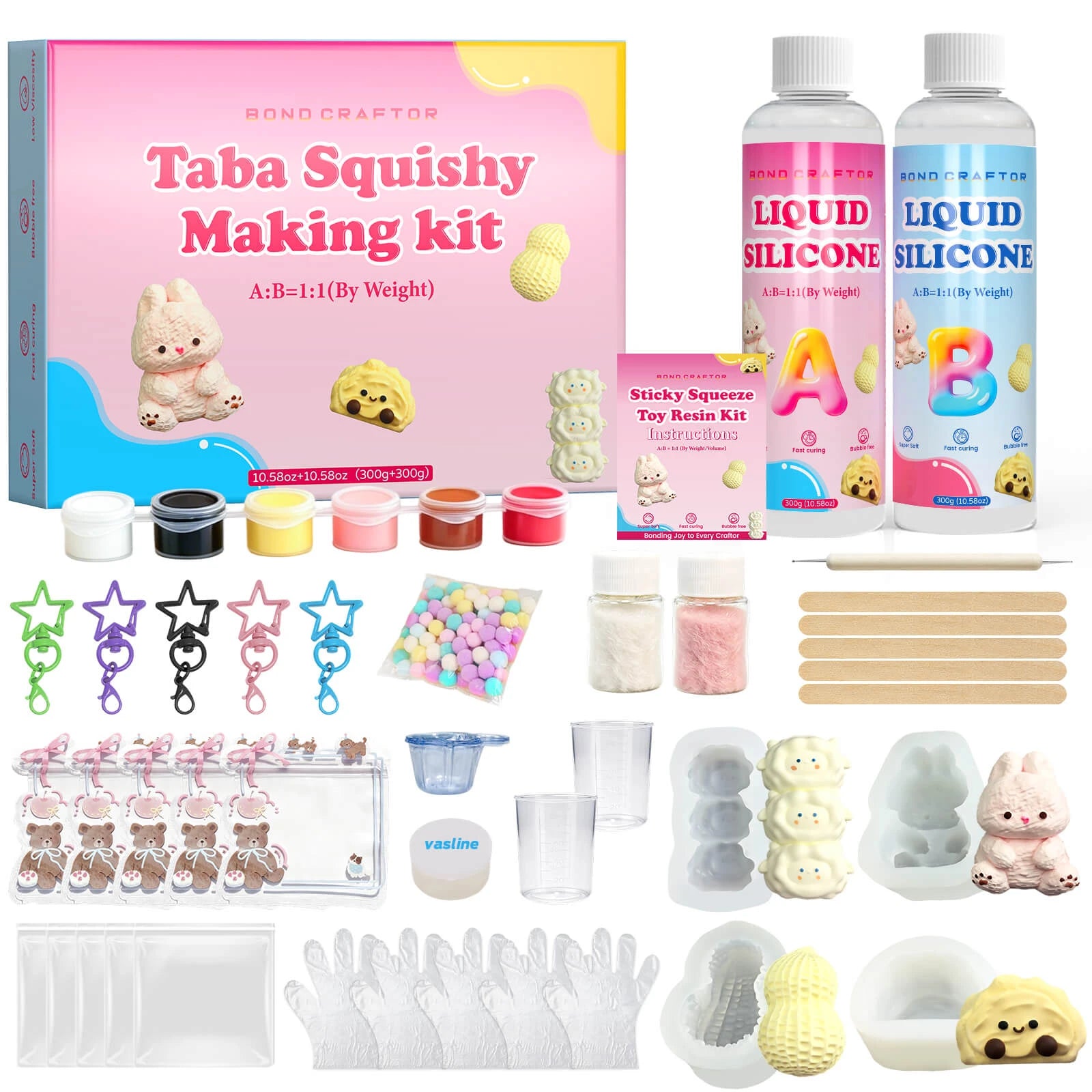 Taba Squishy Making Kit – 21 oz Liquid Silicone DIY Kit with Molds